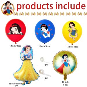 Snow White Theme Party Decoration Balloon Garland Set, Princess Birthday Party Supplies,Princess Shape Foil Latex Balloons for Snow White Party Princess Party Decorations Kids Baby Shower Birthday