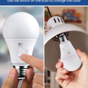 Nouscan Adjustable Light Bulb, 100W Equivalent, 5CCT A19 LED Light Bulb, E26 Base, 2700K 3000K 4000K 5000K 6000K, 1200LM, 13W E26 Medium Base Standard Light Bulb for Bedroom, Living Room, 4 Pack