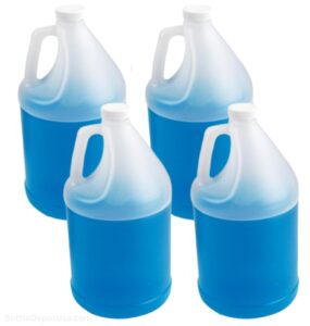 bottle depot usa 4 pack 1-gallon empty plastic jugs, reusable with shipping box, food-safe, bpa free | heavy-duty hdpe | with white tamper evident screw caps