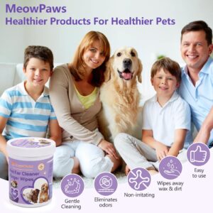 MeowPaws Dog Teeth Cleaning Wipes and Ear Wipes 240 Counts Gift Packaging, Pet Dental Finger Wipes for Dogs and Pet Ear Cleaner Finger Wipes, Gently Remove Ear Wax and Reduces Plaque, Freshen Breath