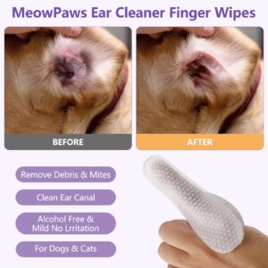 MeowPaws Dog Teeth Cleaning Wipes and Ear Wipes 240 Counts Gift Packaging, Pet Dental Finger Wipes for Dogs and Pet Ear Cleaner Finger Wipes, Gently Remove Ear Wax and Reduces Plaque, Freshen Breath