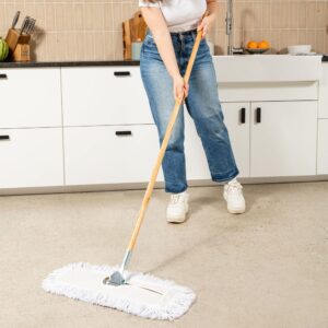 24 Inch White Dust Mop with Wood Handle and 24 Inch Dust Mop Refill Bundle - 1 Mop Sets and 4 Refills