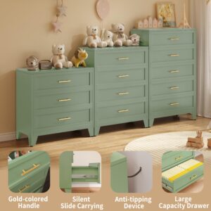 AUEYTVR Dresser for Bedroom Tall White Dresser, Chest of Drawers for Bedroom with Large Storage Space for Living Room, Hallway, Entryway, Home Office (Matcha Green, 4 Drawers)