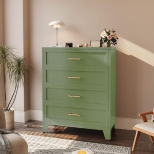 aueytvr dresser for bedroom tall white dresser, chest of drawers for bedroom with large storage space for living room, hallway, entryway, home office (matcha green, 4 drawers)