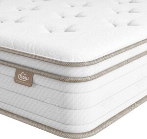 teqsli queen mattress 12 inch, sleep cooler eggshell memory foam and 7 zone pocket innerspring hybrid mattress medium firm, queen bed mattress in a box, 100-night trial, 10-year support