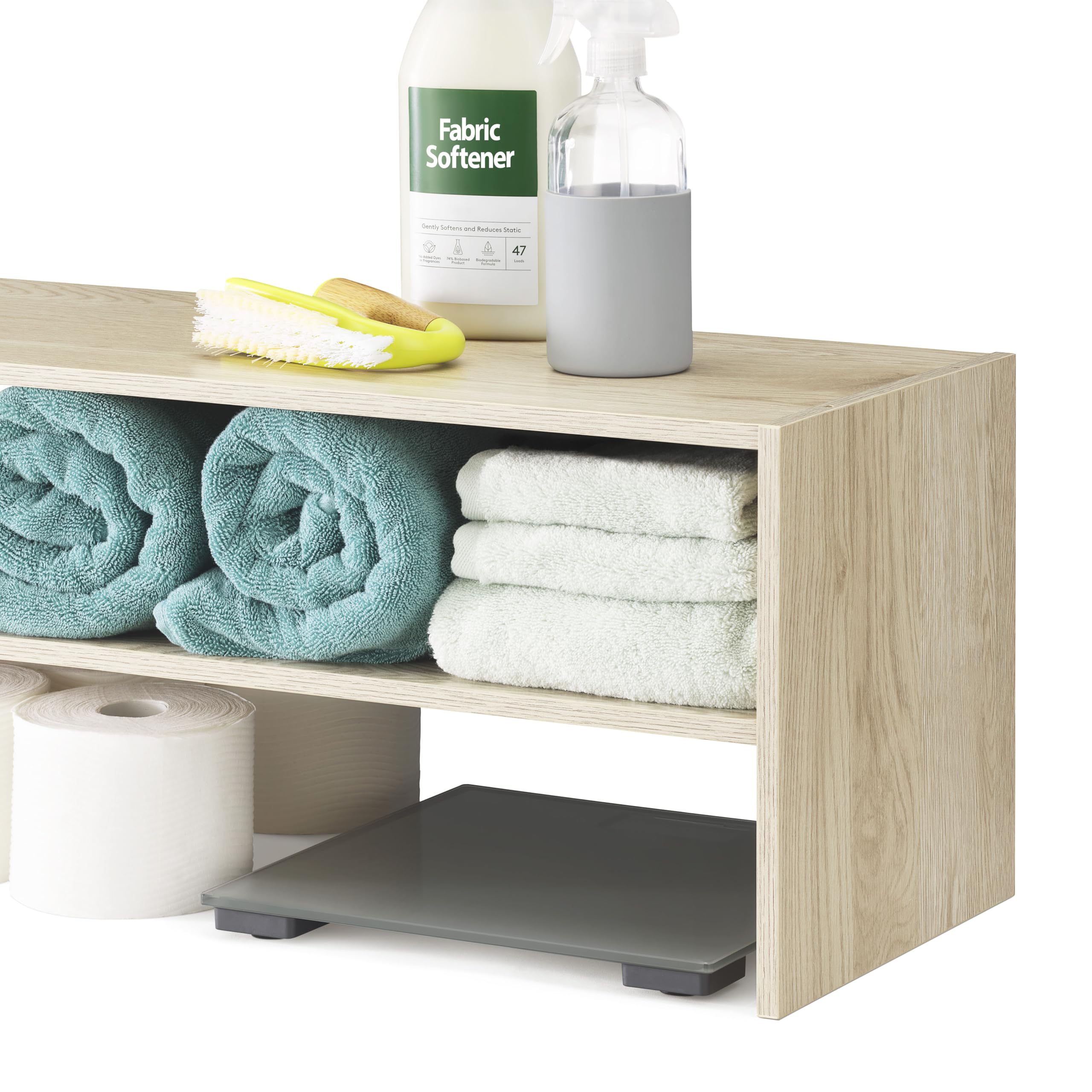 Whitmor Wood Stackable 2-Shelf Shoe Rack, White Oak, 24 inches