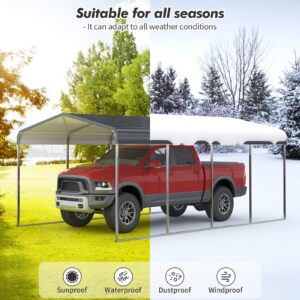 Garveelife 12X20FTHeavy Duty Carport,Carport with Galvanized Steel Roof and Frame,Upgraded Extra Large Metal Garage for Pickup, Car, Boatand Tractors,Trucks, and Tractors