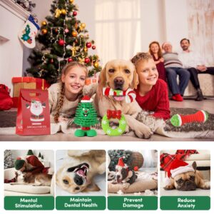 BUY IT ONCE Christmas Dog Toys Bundle, Interactive Dog Christmas Toys, Durable Squeaky Dog Chew Toys for Small and Medium Dogs, 4 Pcs Set for Holiday Fun, Mental Stimulation & Festive Play