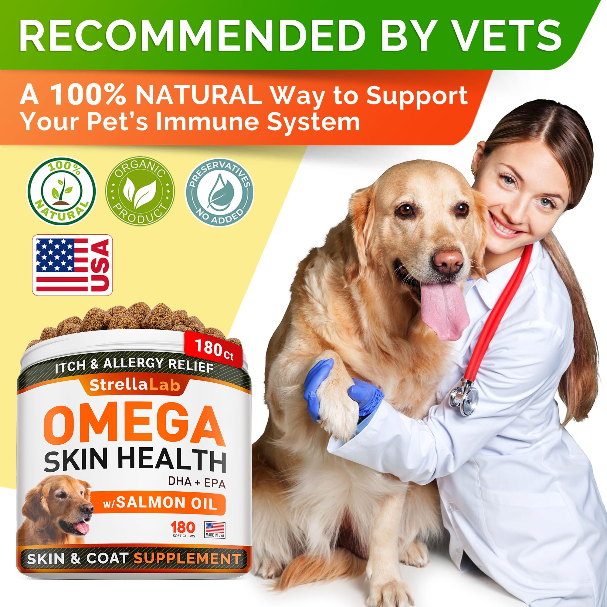 Omega 3 + Probiotics Dogs Bundle - Allergy & Itch + Improve Digestion & Immunity - Omega 3 & Pumpkin + Digestive Enzymes - Prebiotics - Itchy Skin + Itching & Licking Treats - 360 Chews - Made in USA