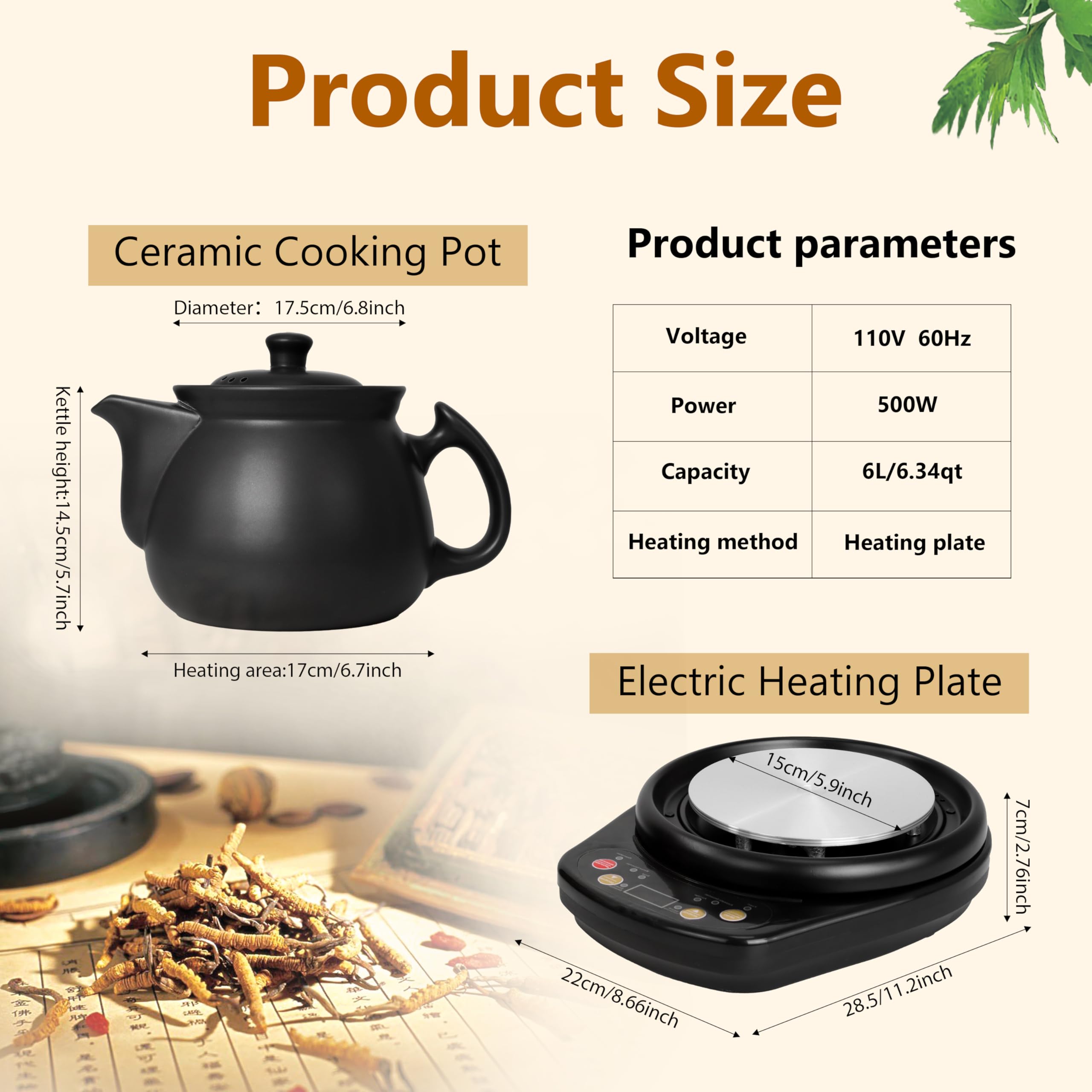 Electric Chinese Medicine Cooking Pot, 4.2qt Multifunctional Cooker Home Ceramic Pot for Herbal Tea, Soup, Stew, Porridge, Electric Herbal Cooking Pot