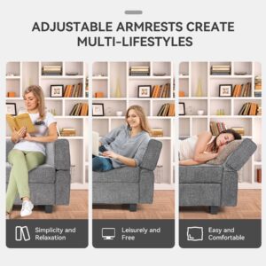 Modular Sectional Sofa, Convertible Middle Seat Sectional Couch with Storage, Reversible 1 Seat Modular Sofa Couch for Living Room, Fabric & Soft Supportive, Dark Grey