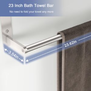 24 Inch Towel Racks for Bathroom, 2-Tire Bathroom Shelf with Towel Bar, Rustproof SUS304 Stainless Steel Wall Mounted Bath Towel Rack, Lavatory Bathroom Towel Storage Towel Holder - Brushed Nickel