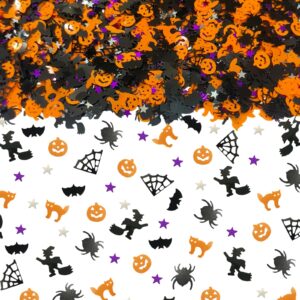 3000 pcs halloween table confetti, halloween sprinkles bats spider pumpkin witches black cat colorful table scatters glitter trick or treat party decor decorations