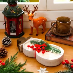 conelist wooden dough bowl candles christmas candle gifts wooden bowl candle farmhouse bowl candles for wedding birthday christmas gift table centerpiece decor (snowman, white)