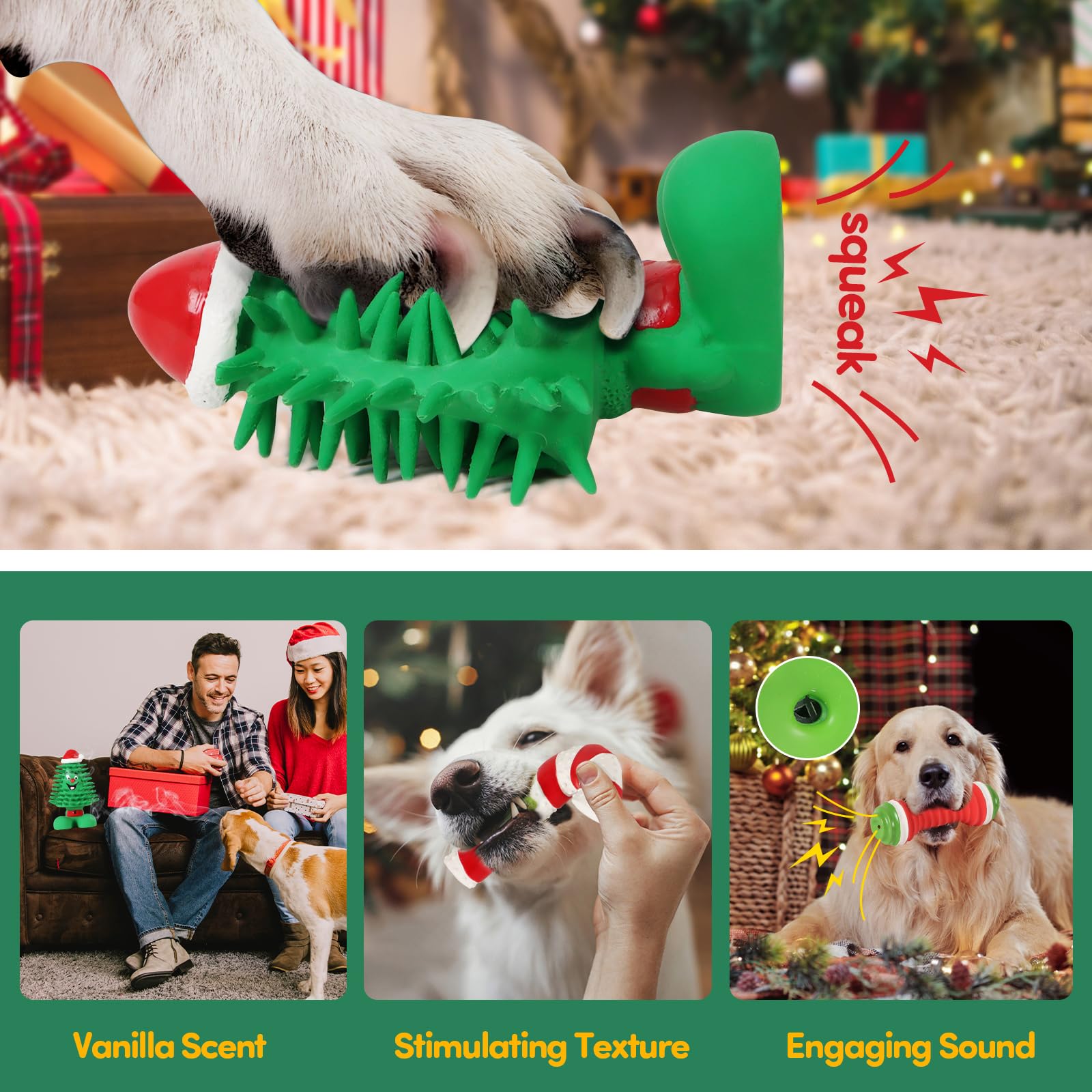 BUY IT ONCE Christmas Dog Toys Bundle, Interactive Dog Christmas Toys, Durable Squeaky Dog Chew Toys for Small and Medium Dogs, 4 Pcs Set for Holiday Fun, Mental Stimulation & Festive Play