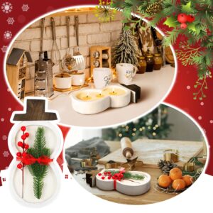 Conelist Wooden Dough Bowl Candles Christmas Candle Gifts Wooden Bowl Candle Farmhouse Bowl Candles for Wedding Birthday Christmas Gift Table Centerpiece Decor (Snowman, White)