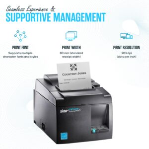 TSP143IIIU USB ONLY - NOT Bluetooth - Star Micronics Thermal Receipt Printer Bundle - 1 Year Warranty - with USB 2.0 Cable, Universal Power Cord and Microfiber Cleaning Cloth - TSP100iii-USB (Renewed)