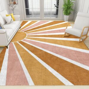 timoilu 3x5 rug sun rainbow boho washable rugs, sunset horizontal modern abstract bedroom rugs with non slip backing for bedroom hotel hardwood floors garage farmhouse