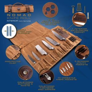 Dalstrong Gladiator Series Elite 3-Piece Knife Set W/Nomad Roll Bag & Individual Sheaths - Chef Essentials - Chef Knife, Santoku Knife, Paring Knife - G10 Handle - High Carbon German Steel