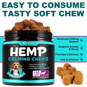 Hemp Calming Chews for Dogs 110 Count (8.54 oz), Beef Flavored Dog Calming Chews, Helps with Dog Anxiety, Separation, Barking, Stress Relief, Sleep Calming Aid, for All Breeds & Sizes