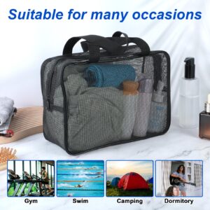 Molain Mesh Shower Caddy Portable Toiletry Tote Organizer Tote Gym Bag for College Dorm Bathroom (Black Large)