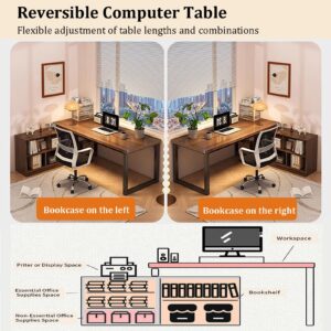 JIXDILO Modern L Shaped Desk with Shelves,Reversible L Shaped Computer Desk,Corner Computer Desk with File Cabinet,Workstation Executive Desk for Home Office(120x80x75cm(47x31x30inch), Wood)