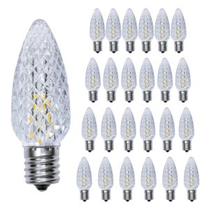 emymlight 25 pack c9 led replacement christmas light bulb, warm white c9 shatterproof led bulbs for indoor outdoor decorative string light, e17 base