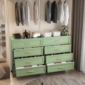 AUEYTVR Dresser for Bedroom Tall White Dresser, Chest of Drawers for Bedroom with Large Storage Space for Living Room, Hallway, Entryway, Home Office (Matcha Green, 4 Drawers)