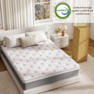 King Mattress, 12 Inch King Size Mattress Hybrid Design Memory Foam King Mattress in a Box for Cooling Sleep Pressure Relief Supportive Fiberglass Free