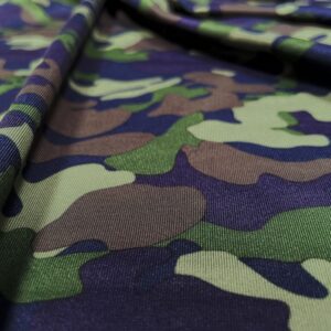 VIZALO Moisture Wicking Single Jersey Knitted Fabric, Polyester and Spandex, 60" Wide, Cut by The Yard for Clothing, Crafts, Home Decor, Upholstery, Shirts, Pants, Pet Clothing (Green Camo, 2 Yard)