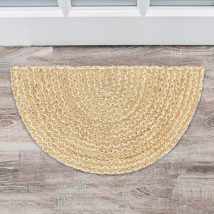 chardin home jute braided semi-circular seaside rug, 18x30 inch rustic jute throw rug, artisanal bohemian handcrafted home décor,perfect as doormat, great for kitchens, study; natural jute - ivory