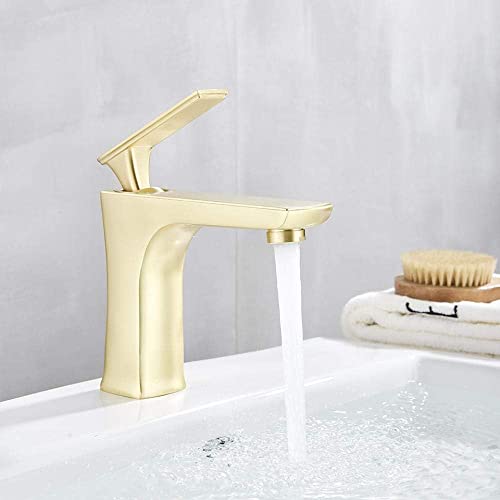 Brushed Gold Basin Faucets Waterfall Bathroom Faucet Single Handle Basin Mixer Tap Bath Faucet Brass Sink Water Faucet