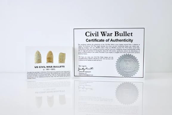 Civil War Minié Ball Bullets Display - Authentic Lead Bullets Preserved in Lucite, Handmade in USA, 4x3x1 inches, for Display or Education Purposes