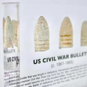 Civil War Minié Ball Bullets Display - Authentic Lead Bullets Preserved in Lucite, Handmade in USA, 4x3x1 inches, for Display or Education Purposes