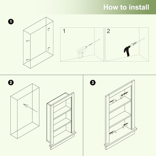 Mepplzian Recessed Medicine Cabinet for Bathroom,14x24 in Wall Bathroom Cabinet with Storage,Bathroom Niche for Shower Wall for Bedroom/Hallway,Black Shower Niche,Wall Niche Insert for Drywall,MDF