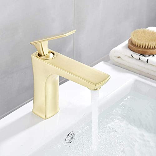 Brushed Gold Basin Faucets Waterfall Bathroom Faucet Single Handle Basin Mixer Tap Bath Faucet Brass Sink Water Faucet