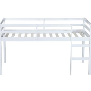 Bellemave Twin Size loft Bed for Kids, Kids loft Bed with Ladder, Wooden loft Bed for Kids, Low loft Bed, White