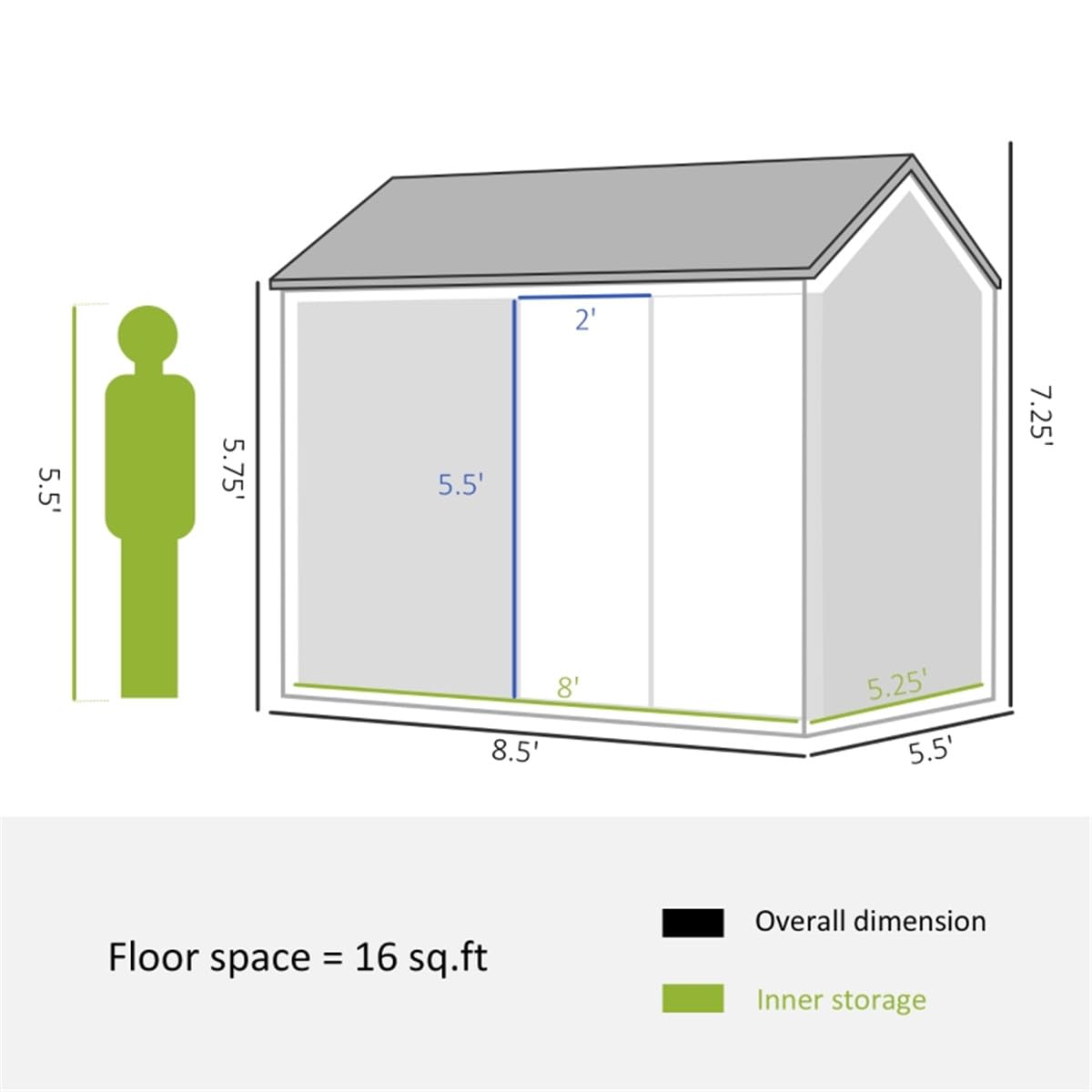 48 ft² Garden Shed with Galvanized Steel Frame, Double Doors, and Window, Spacious Storage Solution for Tools, Outdoor Equipment, Weather-Resistant & Lockable