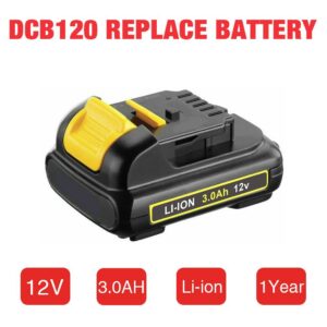 Xmenany 2Pack 3.0Ah DCB120 Battery Replacement for Dewalt 12V Battery Max Lithium-ion DCB120 DCB123 DCB127 Higher Capacity