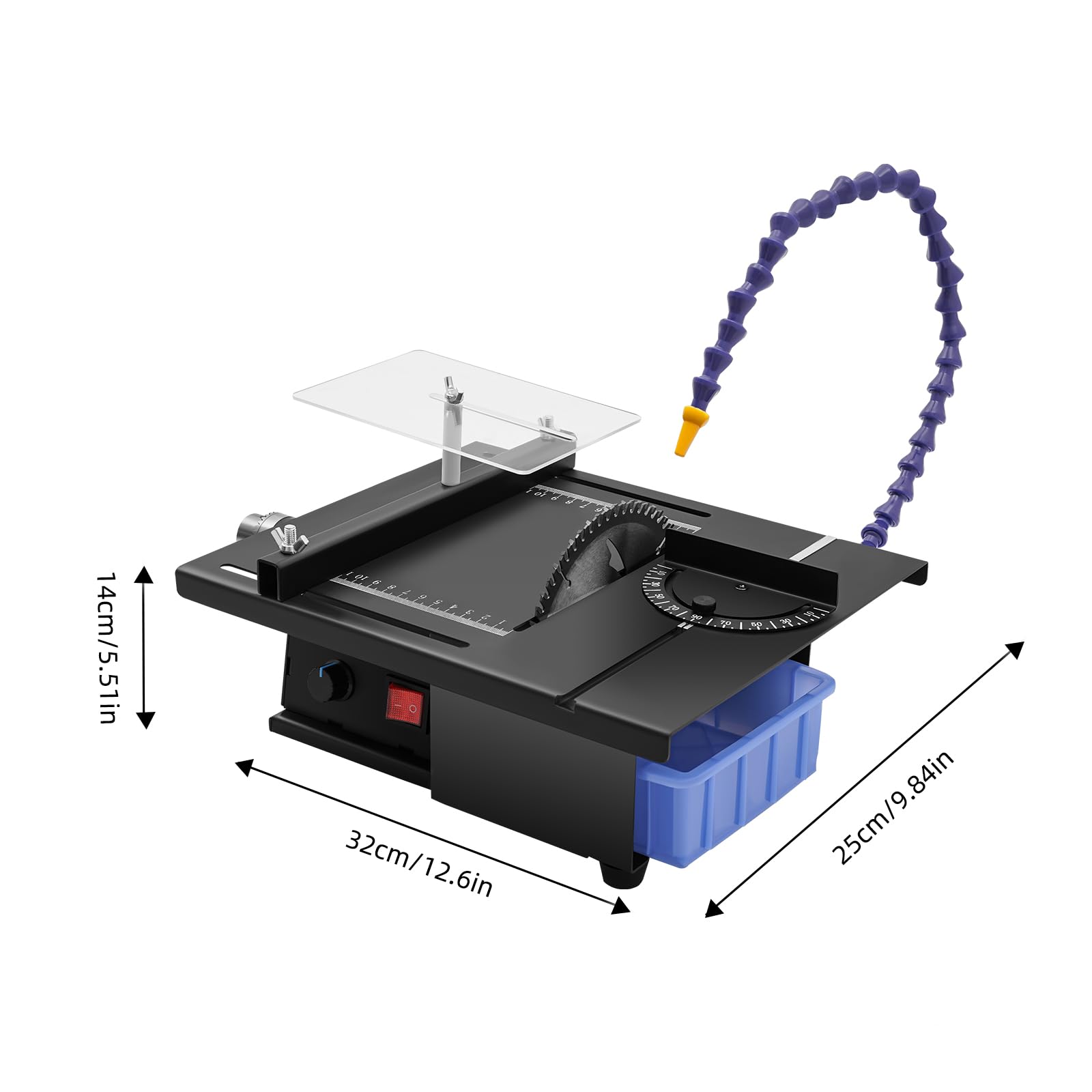 RocoReny 1850W Mini Table Saw, DIY Gem Faceting Cutting Carving Polishing Machine for Cutting Rocks, Stepless Speed Regulation Jewelry Rock Polishing Saw, 33mm Cutting Depth, 10000RPM