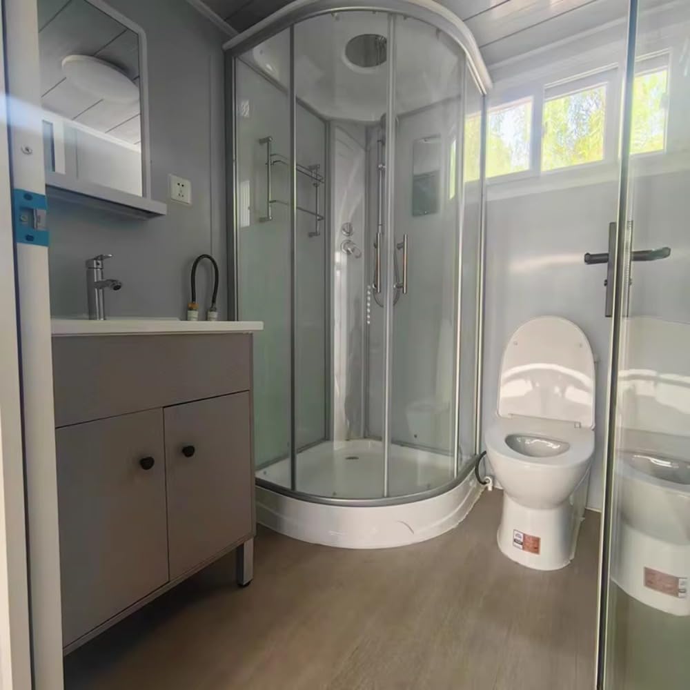 40FT Tiny House to Live in,Portable Prefab House with 3 Bedroom,1 Full Equiped Bathroom and Kitchen,Prefabricated Container House for Adults,Foldable Mobile Home