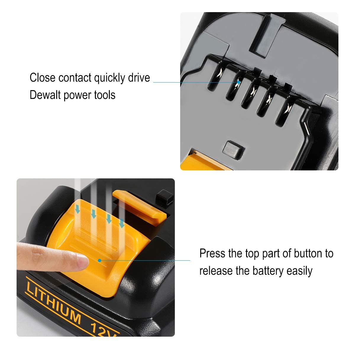 Xmenany 2Pack 3.0Ah DCB120 Battery Replacement for Dewalt 12V Battery Max Lithium-ion DCB120 DCB123 DCB127 Higher Capacity