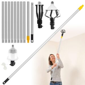 falesoul 12ft light bulb changer for high ceilings, light bulb changer with two eight-finger cages and a suction cup, high reach light bulb changer for high ceiling and recessed lamps