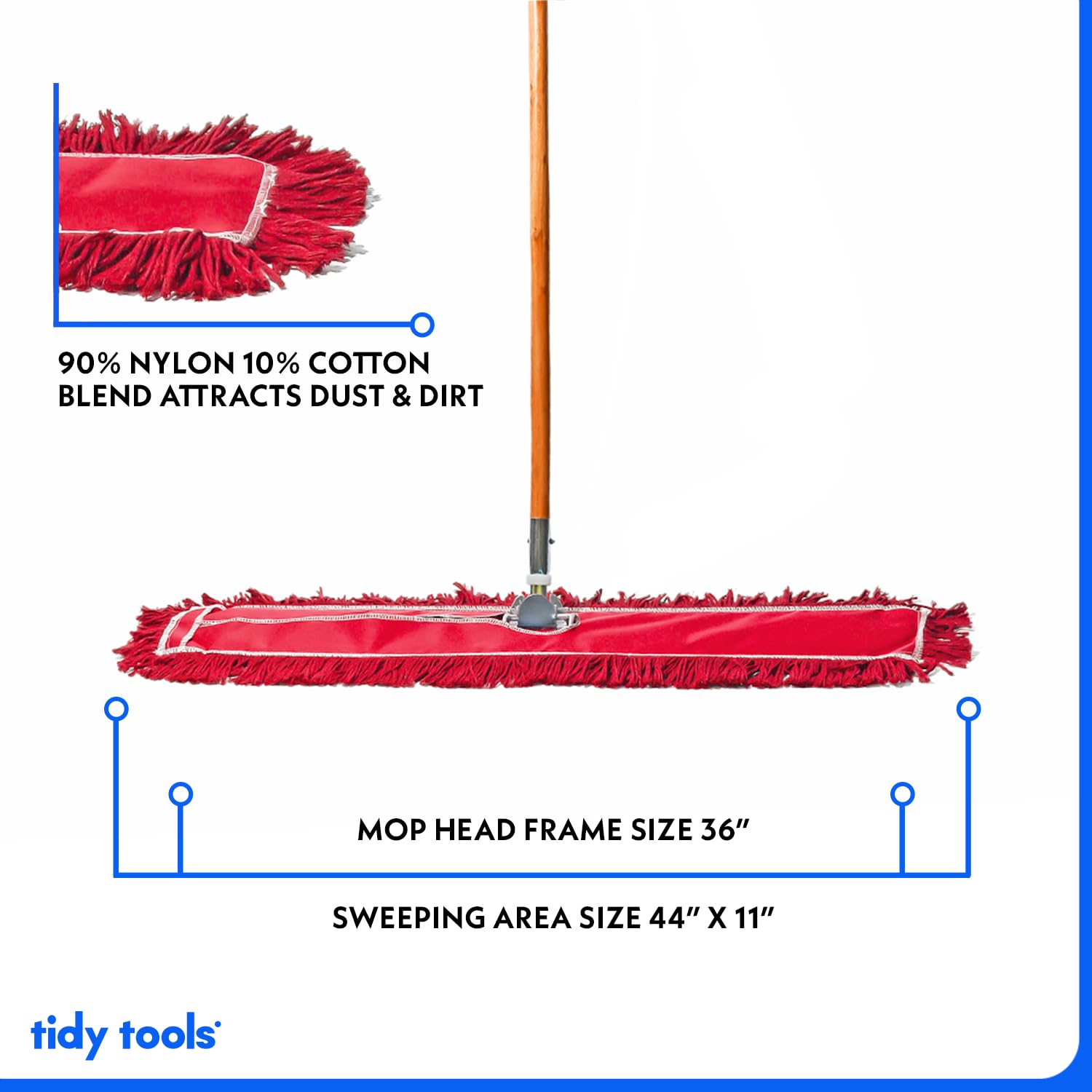 36 Inch Red Dust Mop with Wood Handle and 36 Inch Dust Mop Refill Bundle - 1 Mop Set and 4 Refills