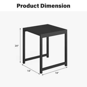 Solaste Aluminum Outdoor Patio Side Table, Water-Resistant Metal Patio Side Table with Slatted Top, Square Outdoor End Tables for Deck Garden Poolside, Black