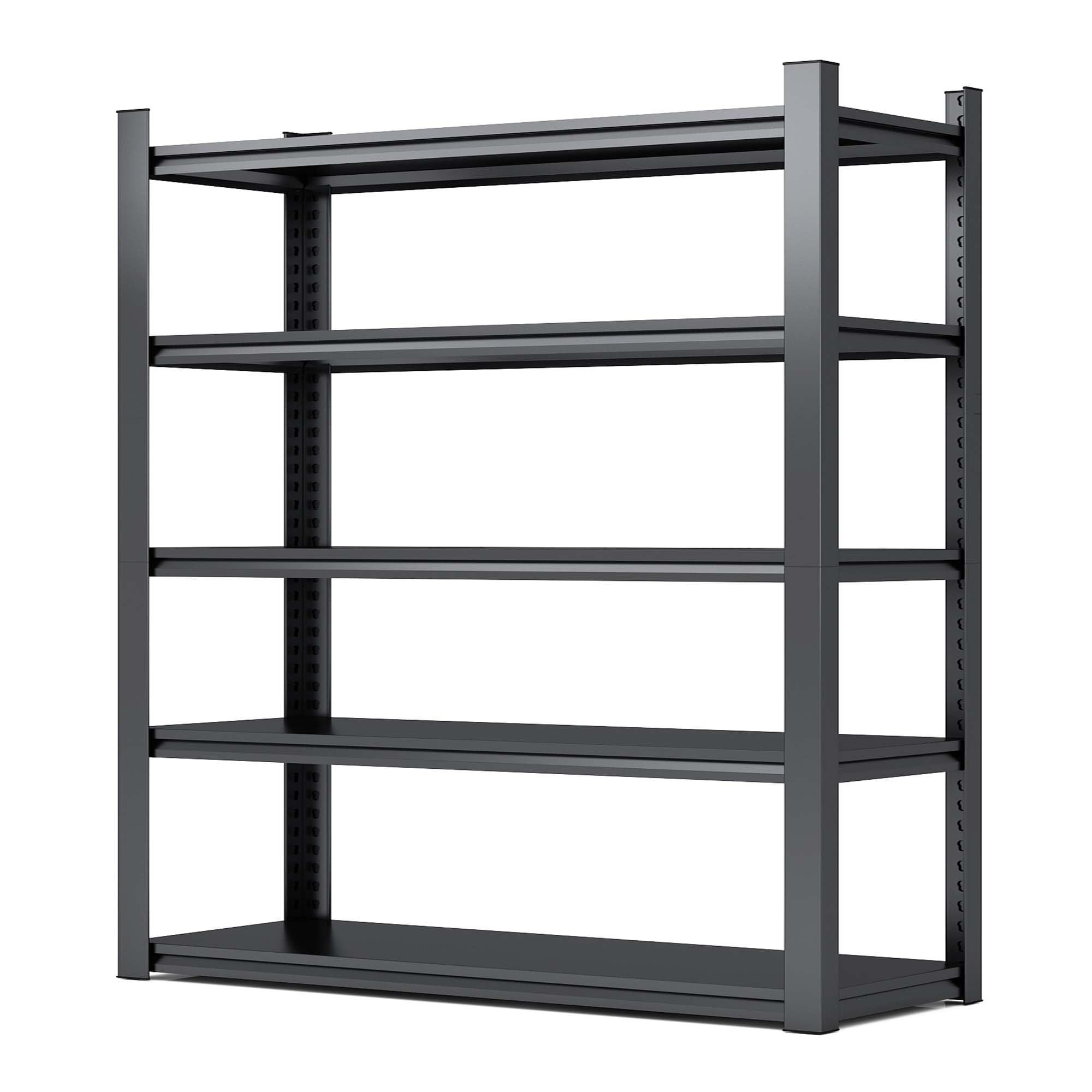 LOPOO 78" H 5-Tier Metal Shelves for Storage Garage Shelving, Heavy Duty Storage Shelves with 2000 lbs Capacity, Adjustable Garage Shelf Industrial Shelving Unit, Metal Storage Utility Rack, Black