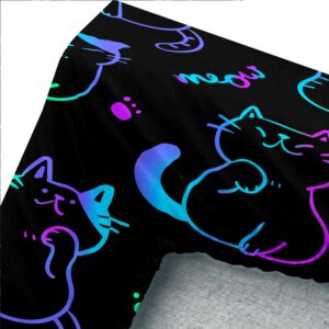 UEVBF 3D Neon Cat Sheets Twin Size Bed Set,Gradient Line Kawaii Cat Fitted Sheet Set for Teens Kids Boys Girls Room Decoration,Black Cute Bedding Fitted Sheet Set,1 Fitted Sheet+2 Pillowcases.