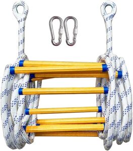 jjpsfds emergency fire escape ladder flame resistant safety extension rope ladder with 2 hooks, 2-10 story homes reusable compact & portable external ladder