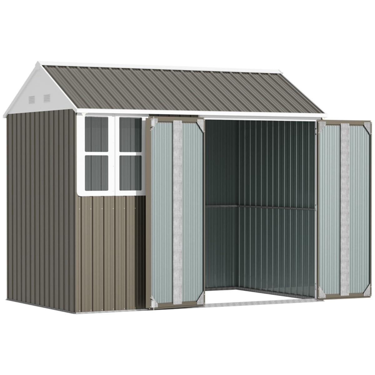 48 ft² Garden Shed with Galvanized Steel Frame, Double Doors, and Window, Spacious Storage Solution for Tools, Outdoor Equipment, Weather-Resistant & Lockable