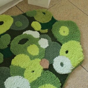 XYRuiHang Shag 3D Moss Green Rug Carpet for Bedroom Aesthetic Bedside Rug Soft Fluffy Irregular Moss Area Rug for Living Room Non Slip Large Moss Bath Mats Washable Nursery Hallway Runner (39x20)